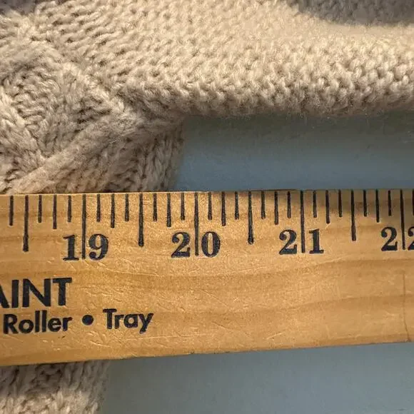 J Crew Sweater Womens Medium Beige Diamond Cable Knit Merino Wool Blend Pullover - Picture 7 of 10